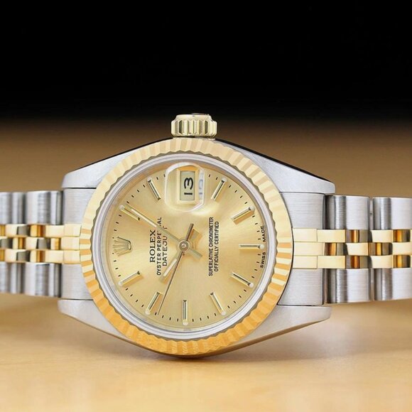 ROLEX LADIES DATEJUST CHAMPAGNE DIAL 18K GOLD STAINLESS STEEL WATCH main image 7